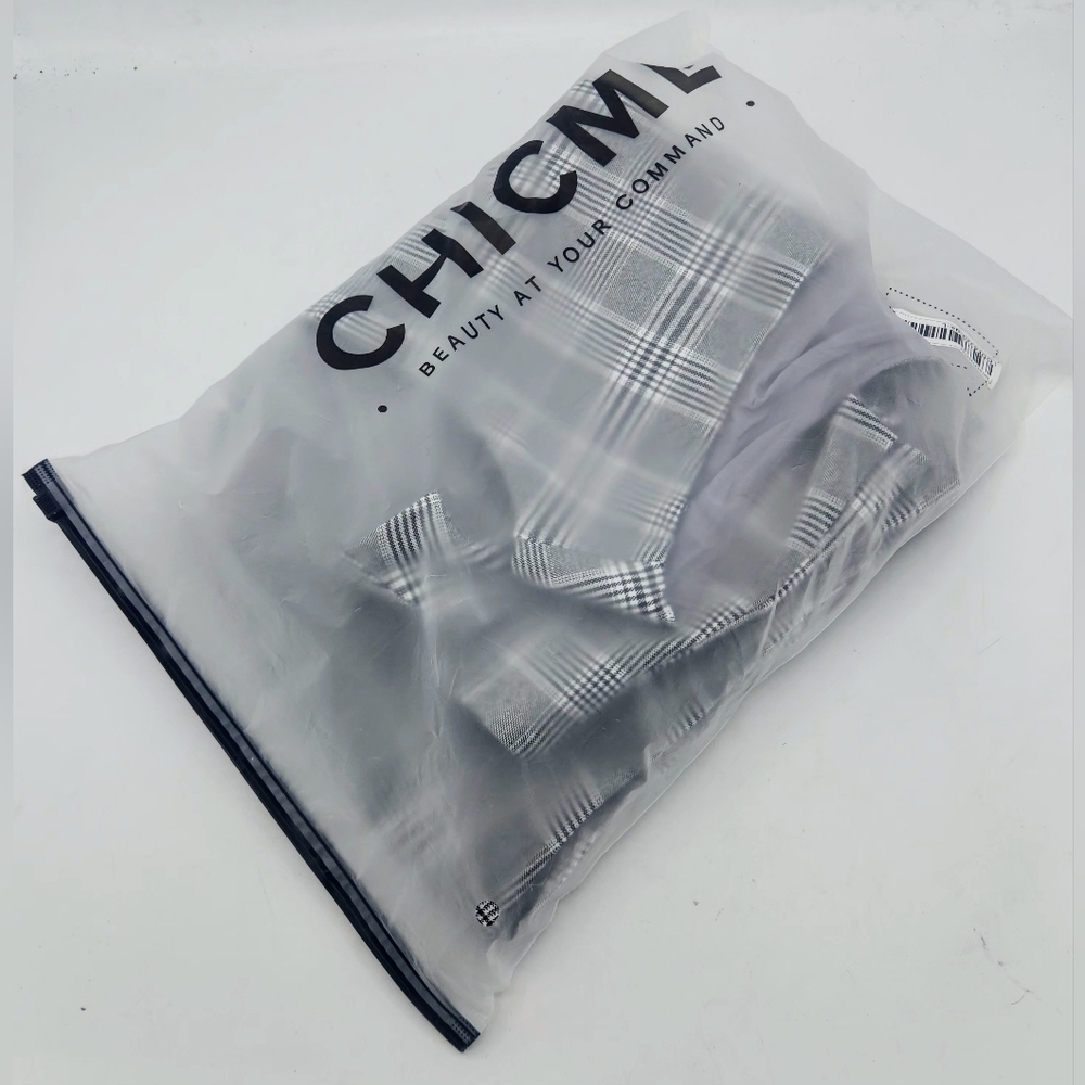 CHICME Plaid Two-Piece Stretchy Set In Black And White Size L - Picture 15 of 16